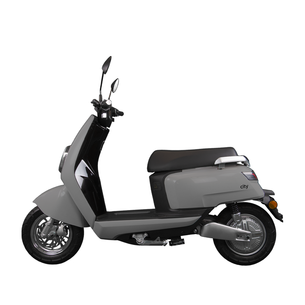 Benzina Zero electric moped scooter in grey