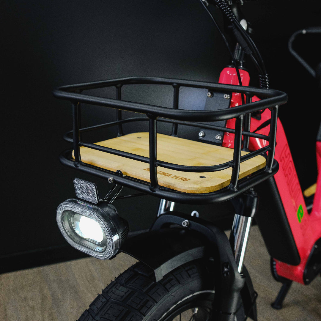 benzina zero hauler cargo cruiser e-bike, electric, kids seat, delivery, red, white,