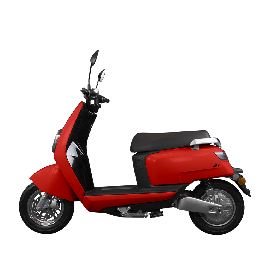 Benzina Zero electric moped scooter in red