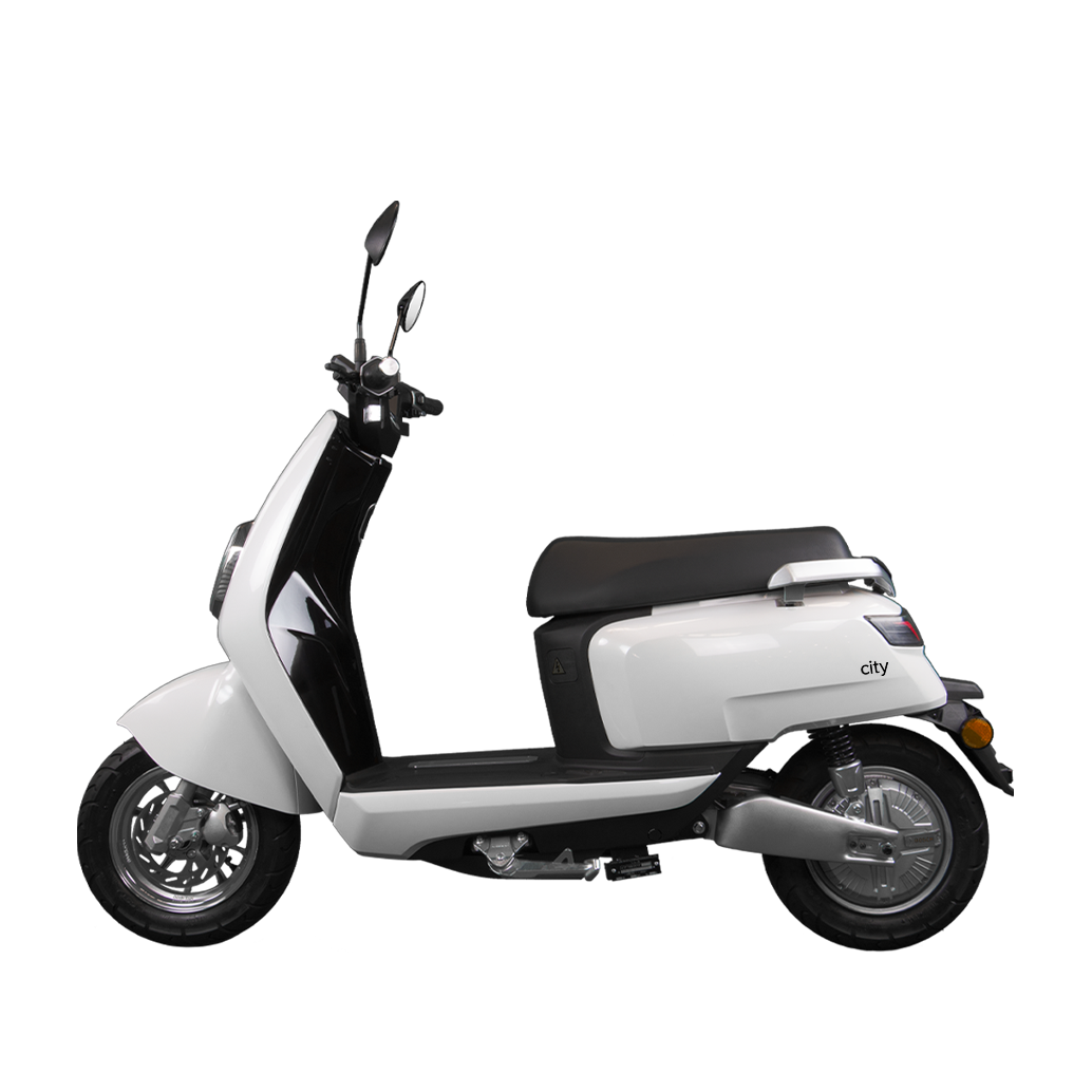 Benzina Zero electric moped scooter in white