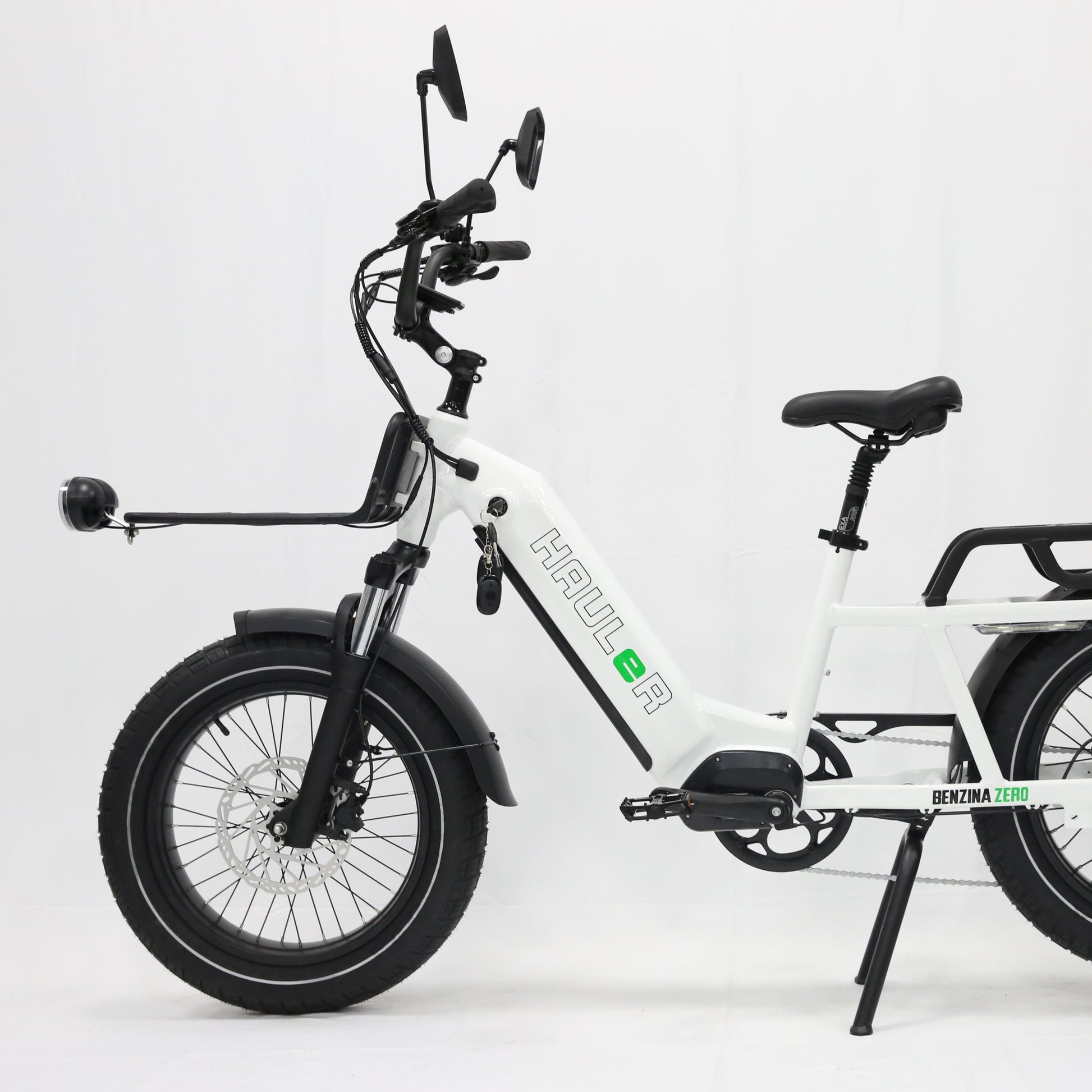 Benzina zero hauler cargo e-bike. kids seat. electric bike. step through frame. lightweight. delivery e-bike.