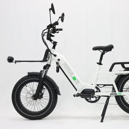 Benzina zero hauler cargo e-bike. kids seat. electric bike. step through frame. lightweight. delivery e-bike.