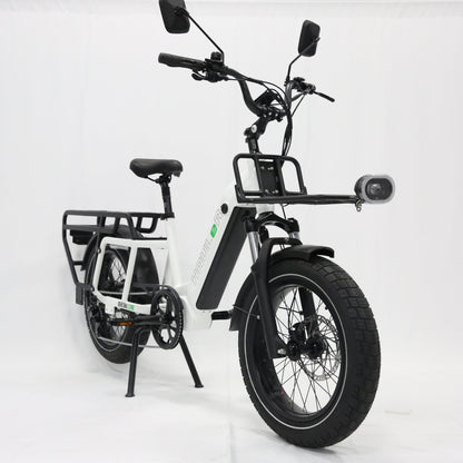 Benzina zero hauler cargo e-bike. kids seat. electric bike. step through frame. lightweight. 