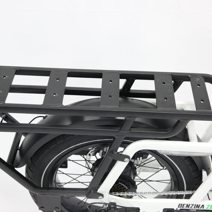 Benzina zero hauler cargo e-bike. kids seat. electric bike. step through frame. lightweight. delivery e-bike.