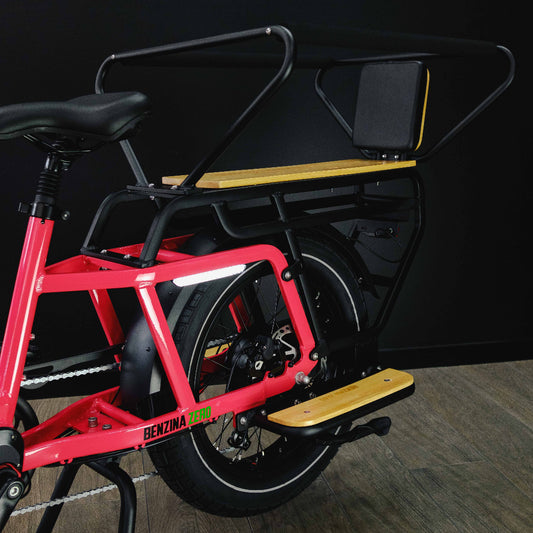 benzina zero hauler cargo cruiser e-bike, electric, kids seat, delivery, red, white, 